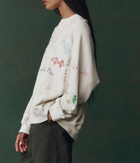 The Slouch Sweatshirt - Washed White w/ Golden State Embroidery